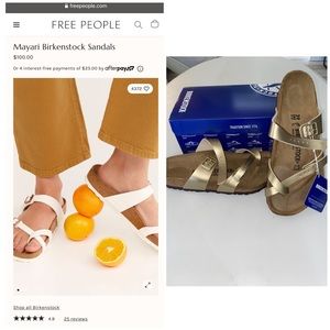 Gold Birkenstock Sandals
